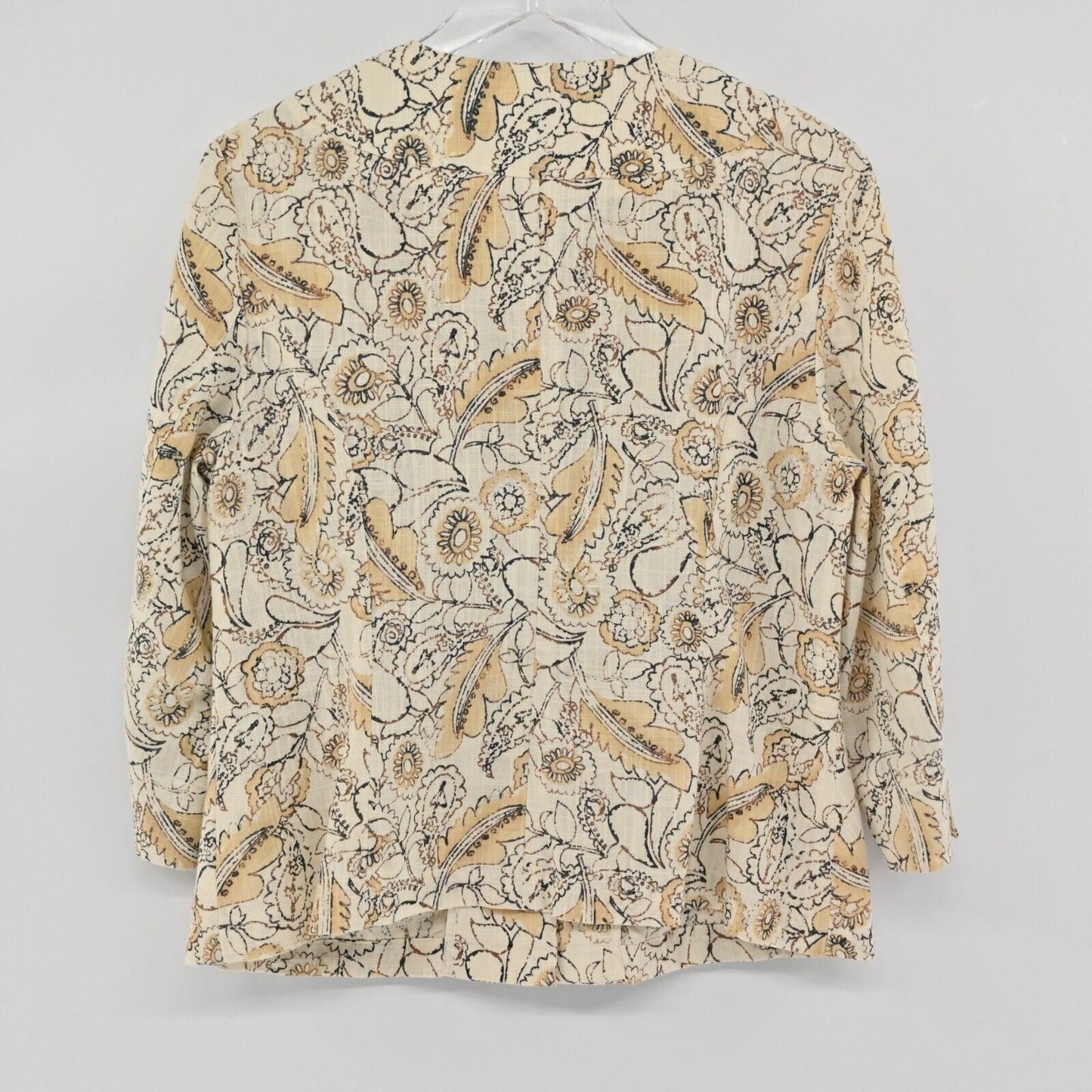J JILL Jacket Womens Sz M Linen Floral Paisley Neutral Minimalist Lagenlook