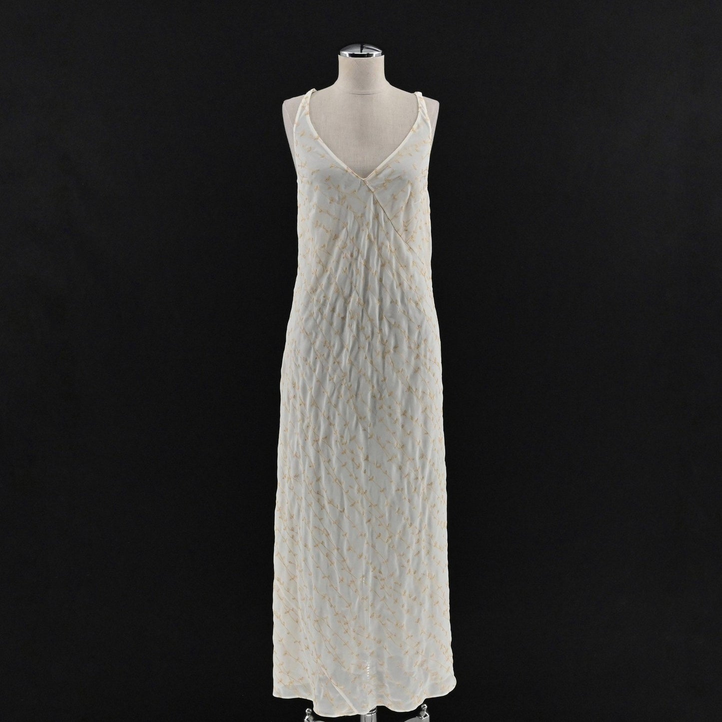 Vtg Victorias Secret Embroidered Slip Dress Size M Chemise Maxi Ethereal Floral