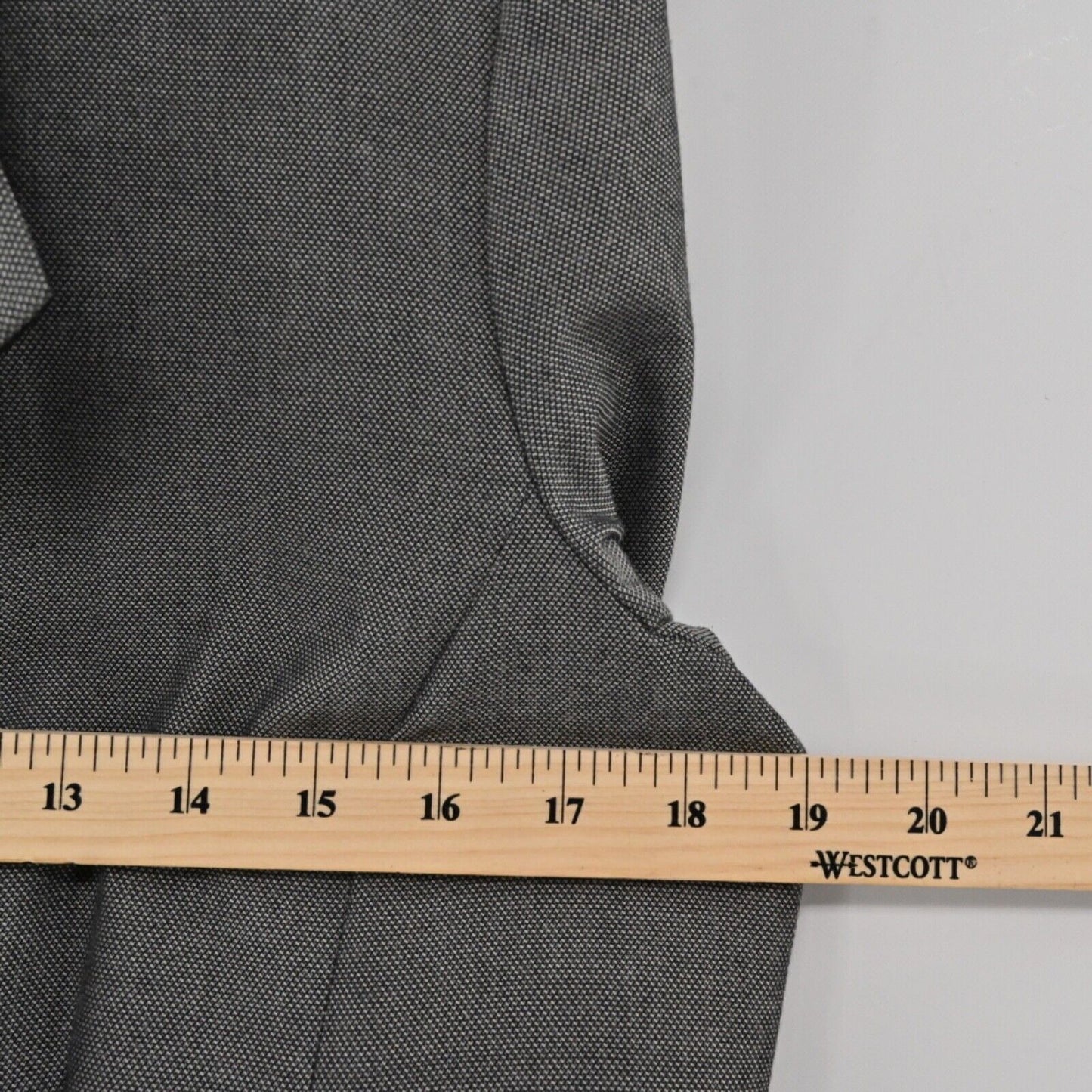 WHBM Blazer Womens Sz M Gray Black Ruffle Front Flip Cuff Retro Office Career