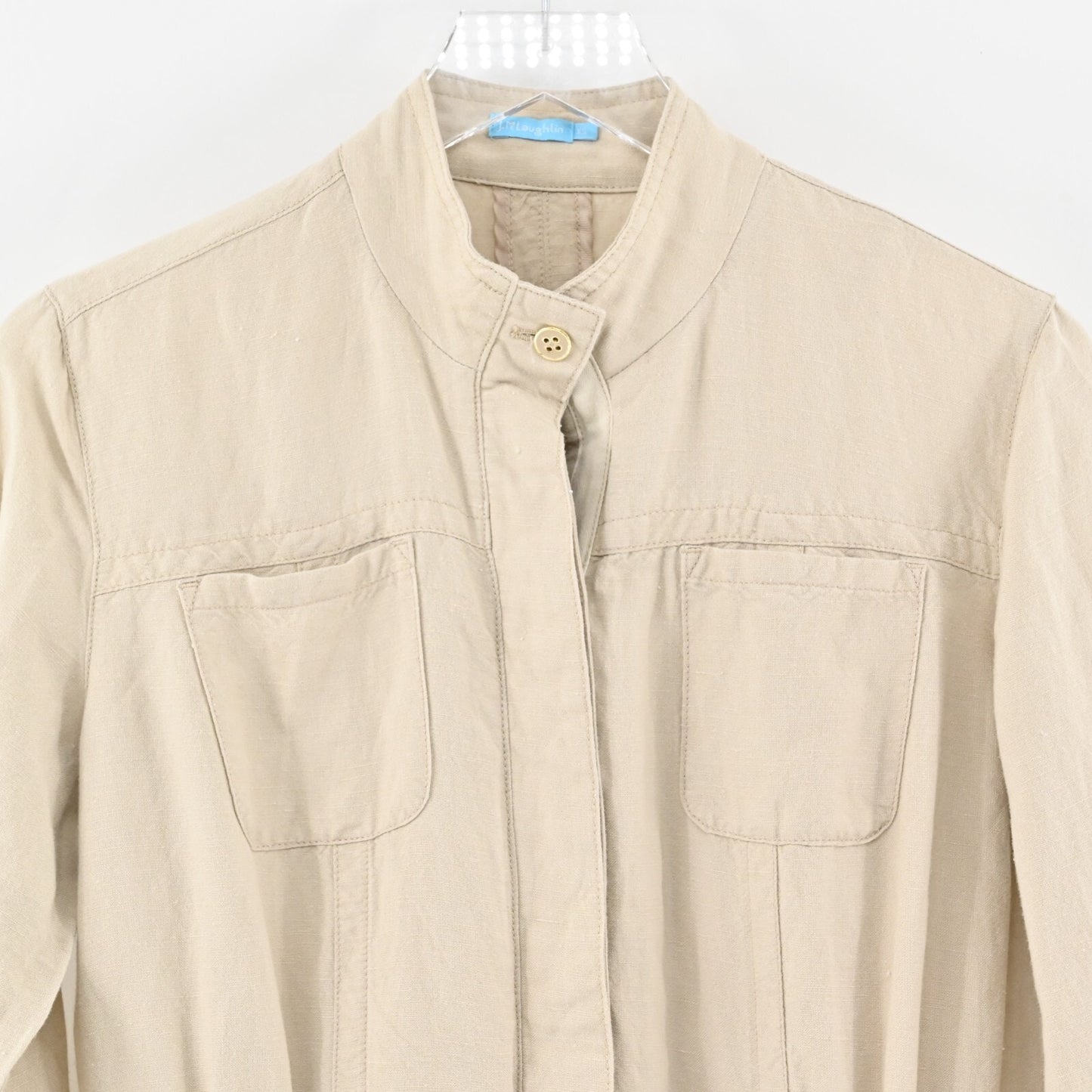 J MCLAUGHLIN Jacket Womens Size XS Beige Linen Blend Vista Utilitarian Cinch