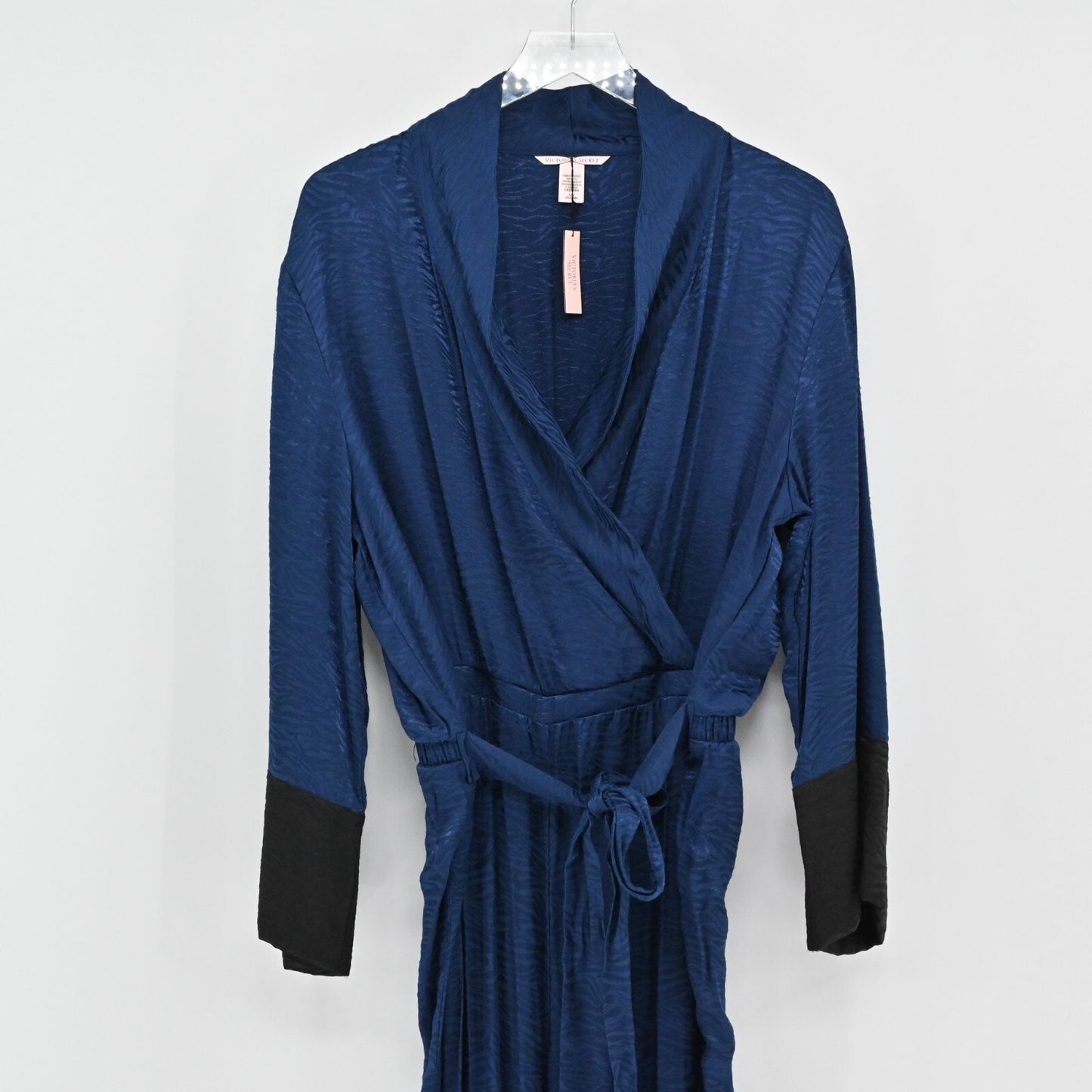 VICTORIAS SECRET Playsuit Sz L Zebra Ensign Blue Day Night Plunge Loungewear NEW
