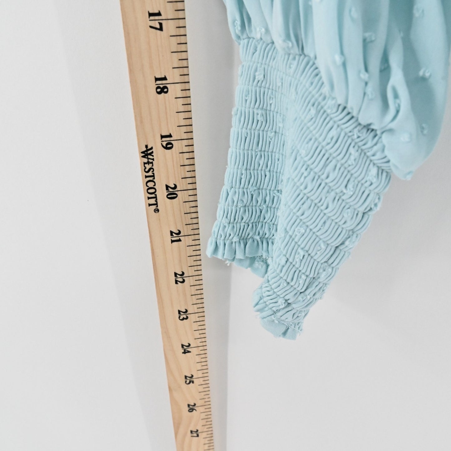 Anthropologie Maeve Womens Rosa Top Size S Blue Swiss Dot Smocked Blouse Boho