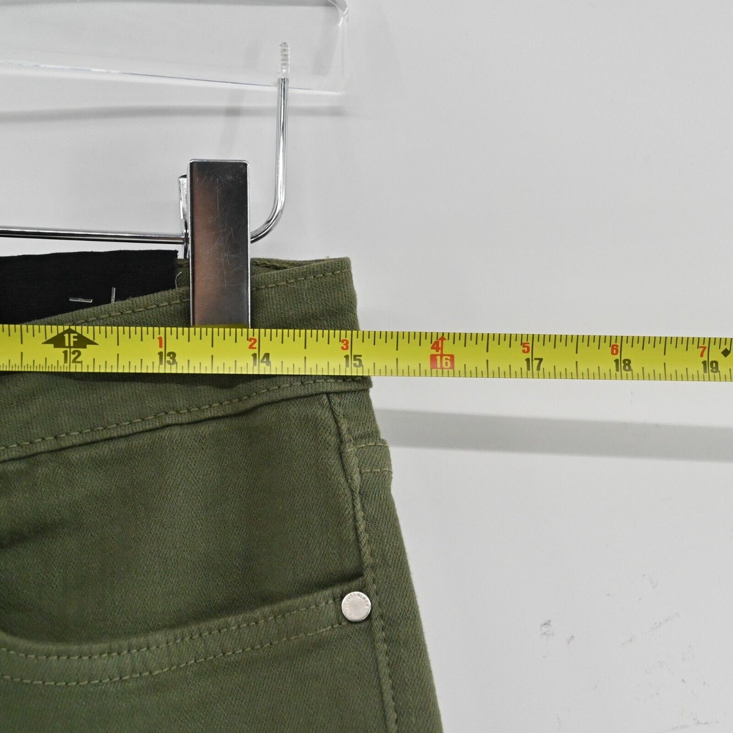 JUST BLACK DENIM Jeans Womens Sz 30 Green Crop Ankle Army Fringe Made in USA NEW