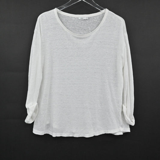 Vince Womens Slub Knit Long Sleeve Top Size M White Lightweight Casual Lagenlook
