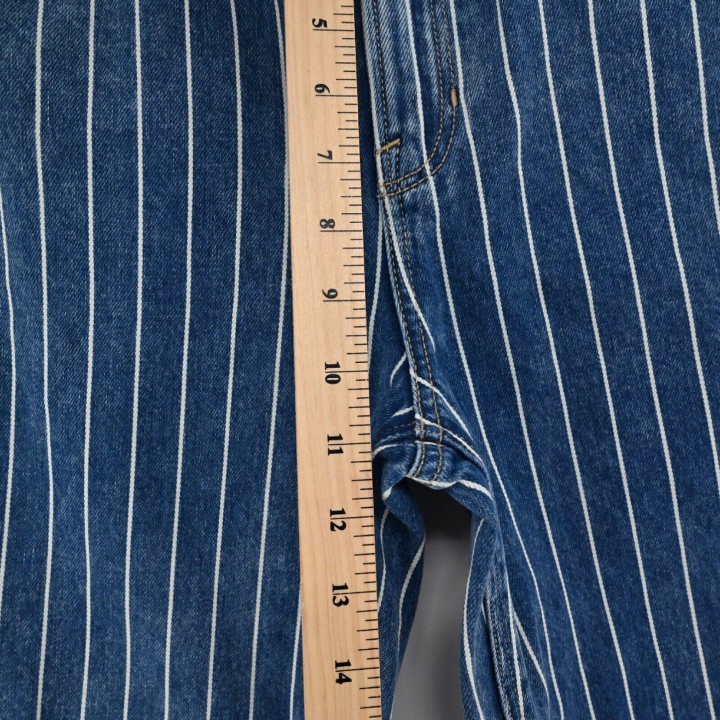 AMERICAN EAGLE Jeans Womens Sz 4 Medium Wash White Pinstripe High Rise Mom NEW