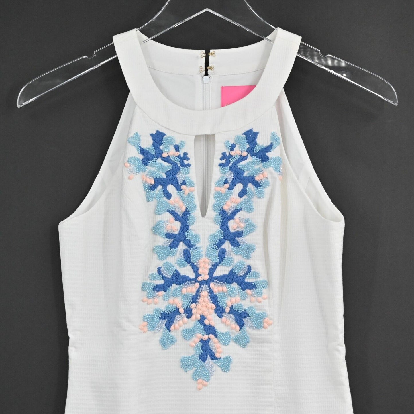 LILLY PULITZER Dress Sz 00 Jena Stretch Shift Resort White Beaded Sleeveless NEW