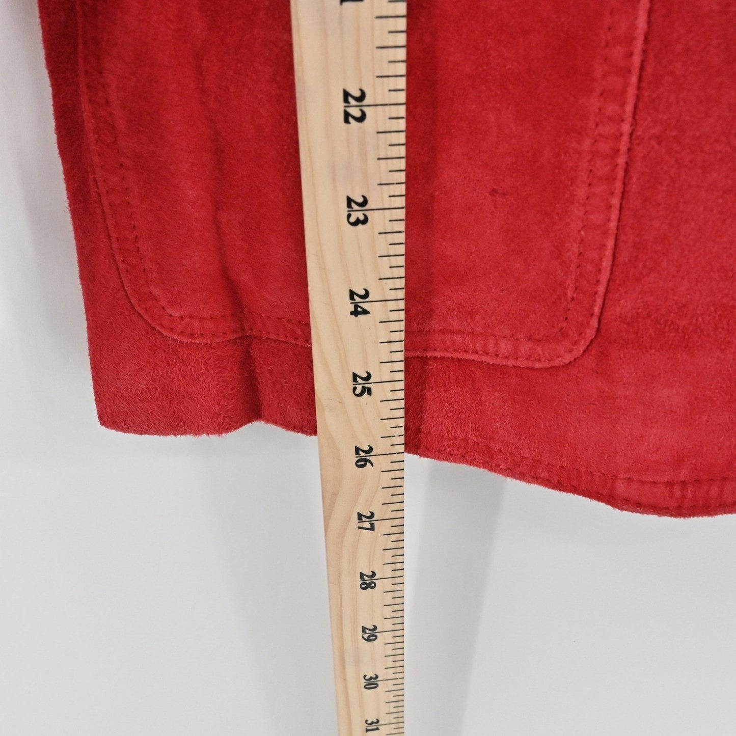 Vtg Y2k LIZ CLAIBORNE Womens Suede Jacket Size M Red Leather Button Western Boho