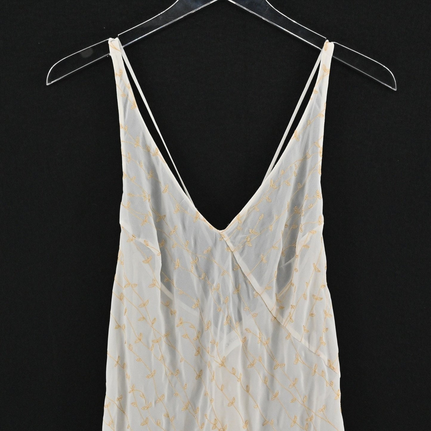 Vtg Victorias Secret Embroidered Slip Dress Size M Chemise Maxi Ethereal Floral