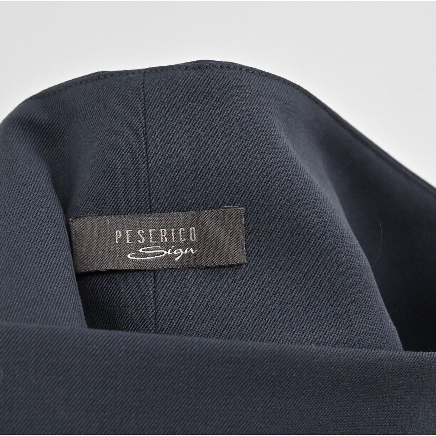 PESERICO SIGN Wool Skirt Size 46 Slate Blue Stretch Short Pencil Career Luxury