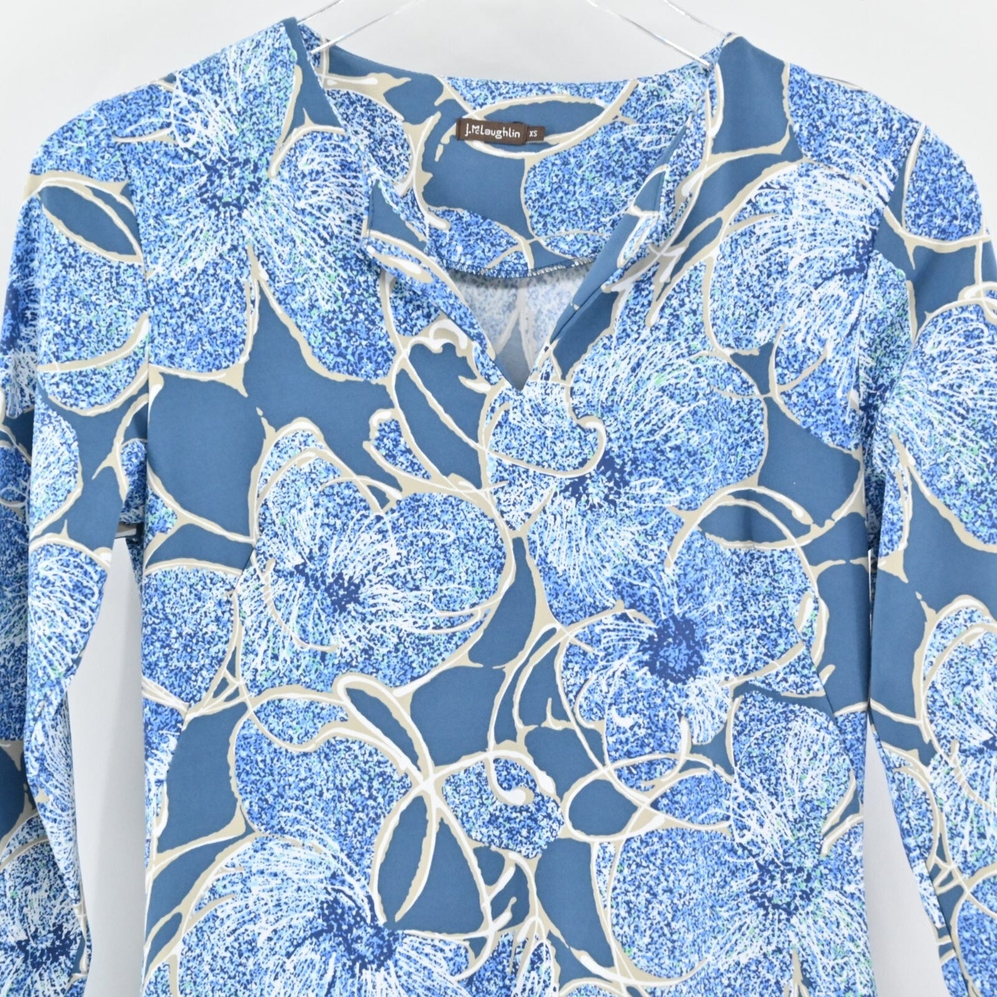 J MCLAUGHLIN Carly Dress Size XS Catalina Cloth Stretch Blue Floral Print