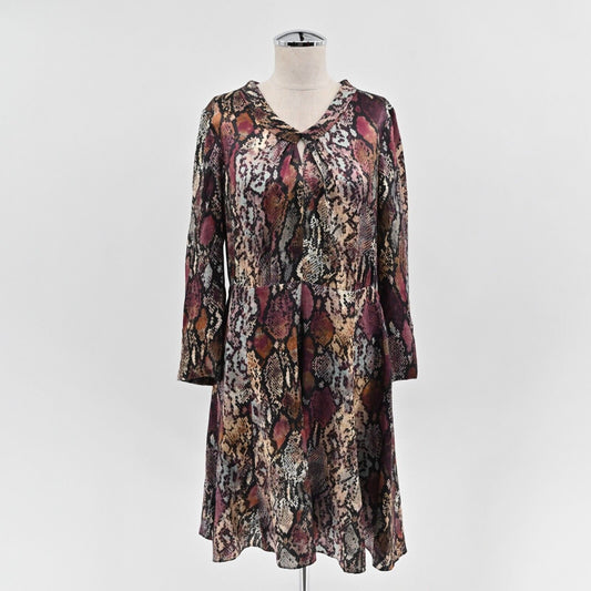REBECCA TAYLOR Dress Womens Size 6 Silk Met Python Snake Print Purple Mob Wife