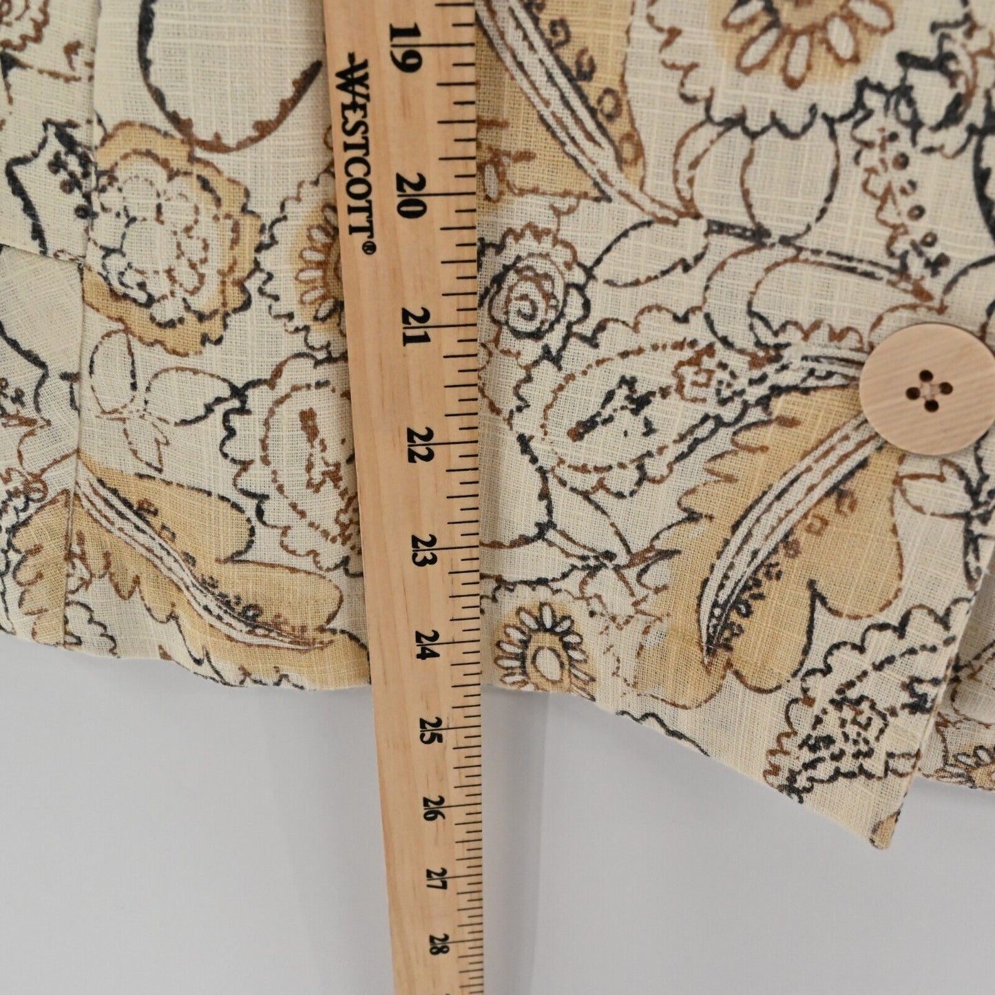 J JILL Jacket Womens Sz M Linen Floral Paisley Neutral Minimalist Lagenlook