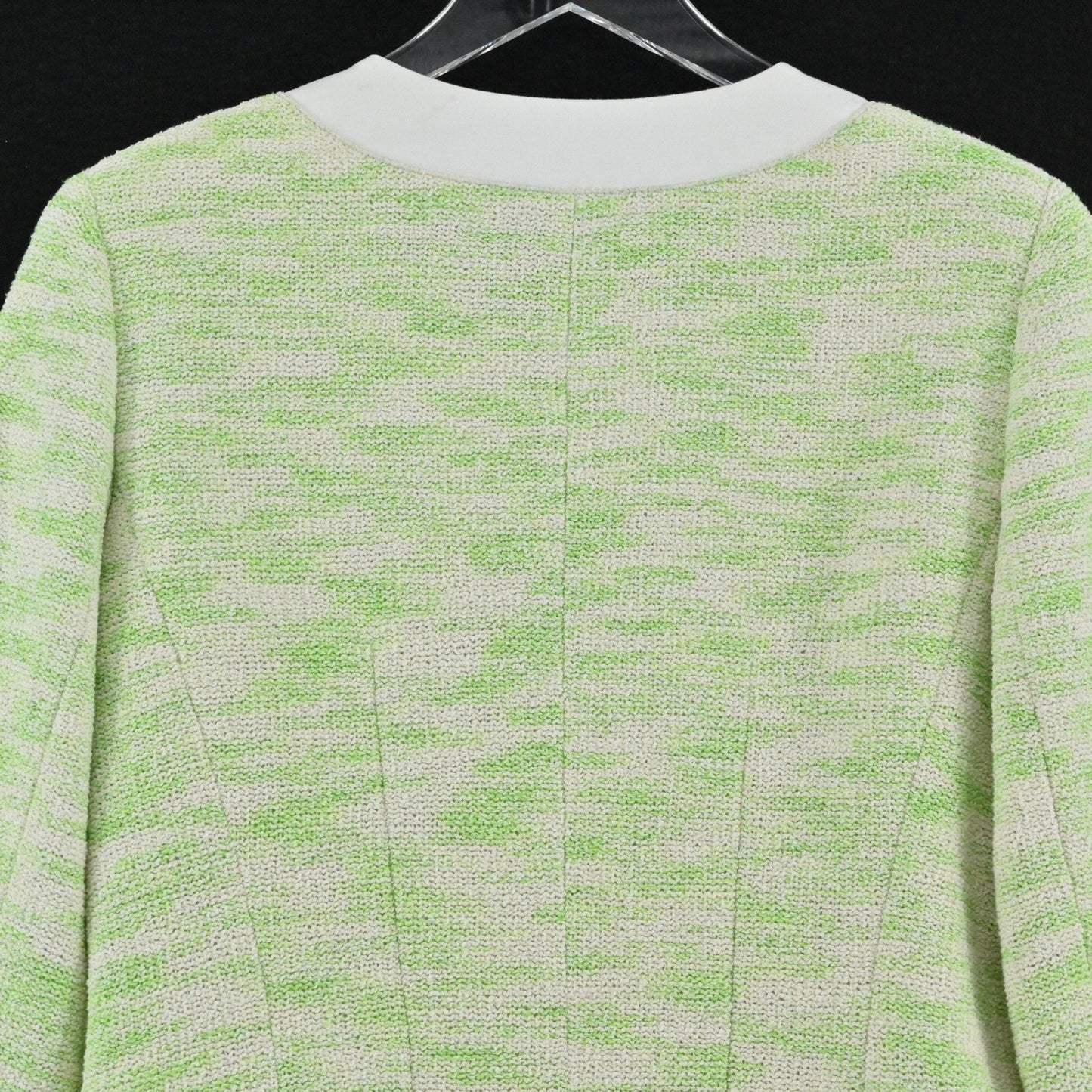 Lafayette 148 Womens Tweed Blazer Size 8 Green Luxury Textured Collarless Jacket