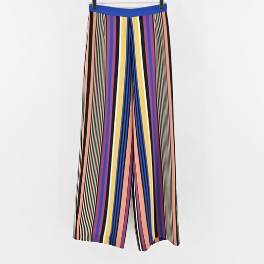 BADGLEY MISCHKA Pants Womens Size 4 Multicolor Stripe Print Wide Leg Maximalist