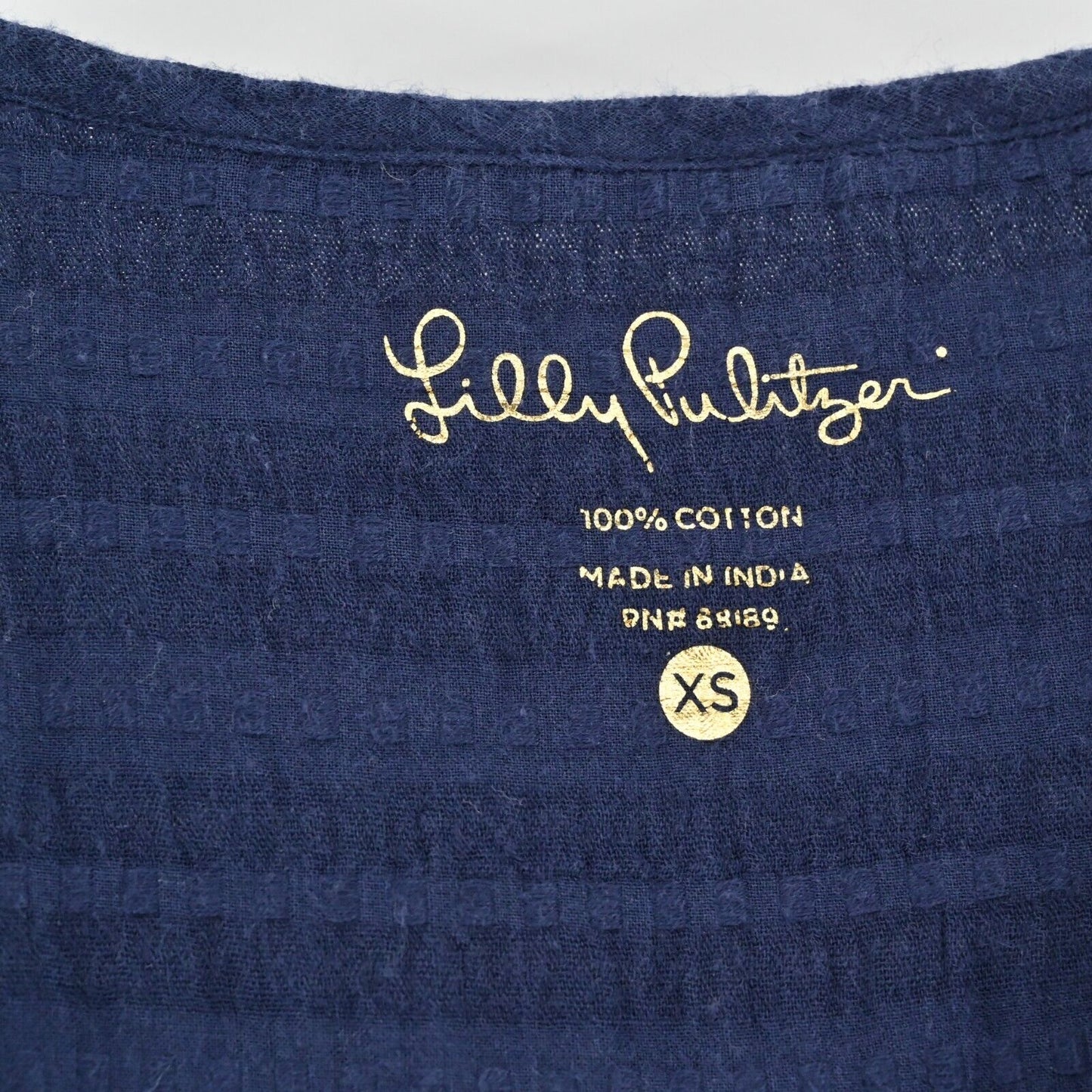 LILLY PULITZER Top Womens Size XS Nalani True Navy Swing Tunic Cotton Blouse