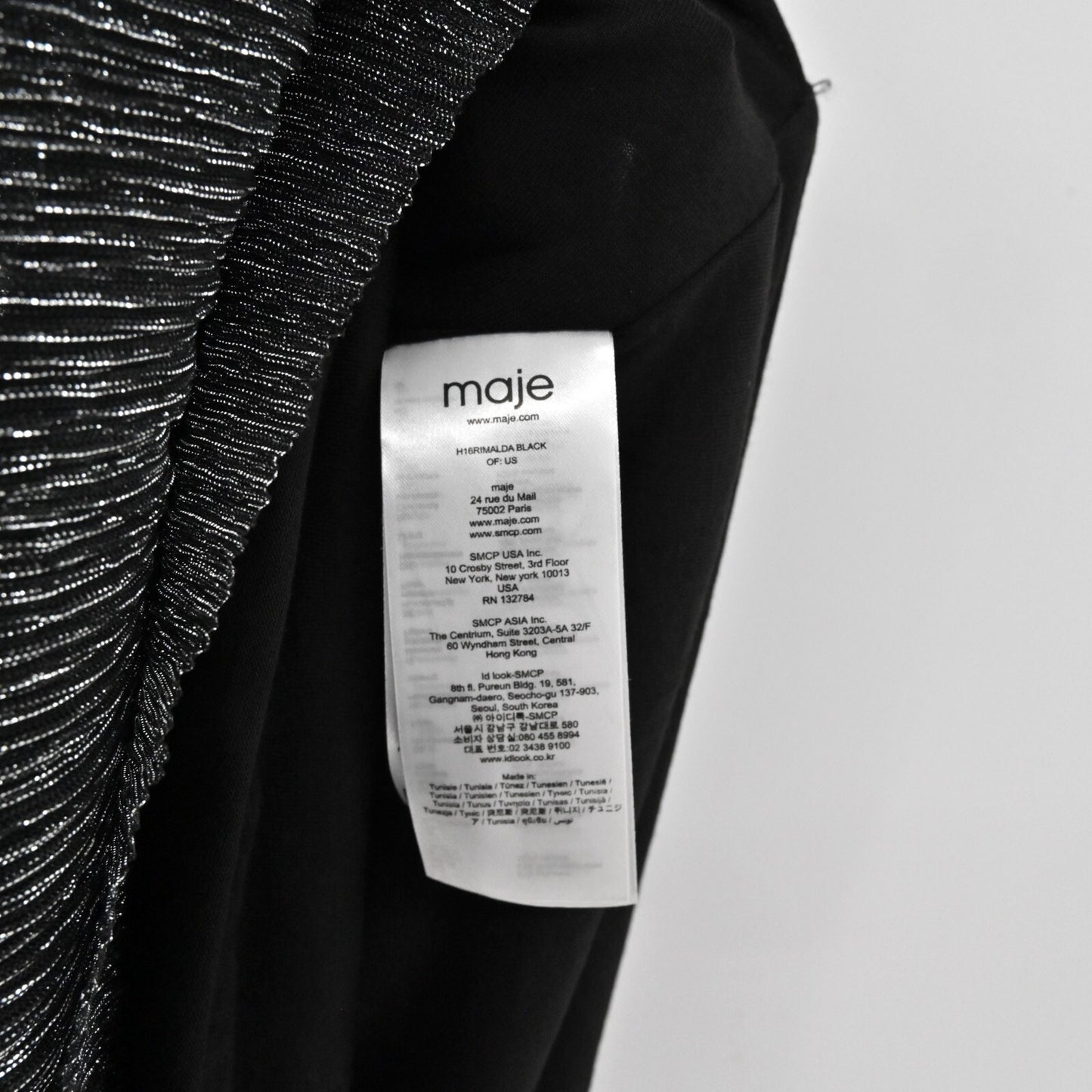 MAJE Womens Shimmer Mini Dress Size S Shiny Metallic Black Silver Sleeveless