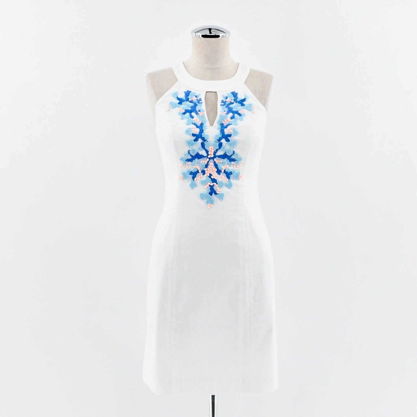 LILLY PULITZER Dress Sz 00 Jena Stretch Shift Resort White Beaded Sleeveless NEW