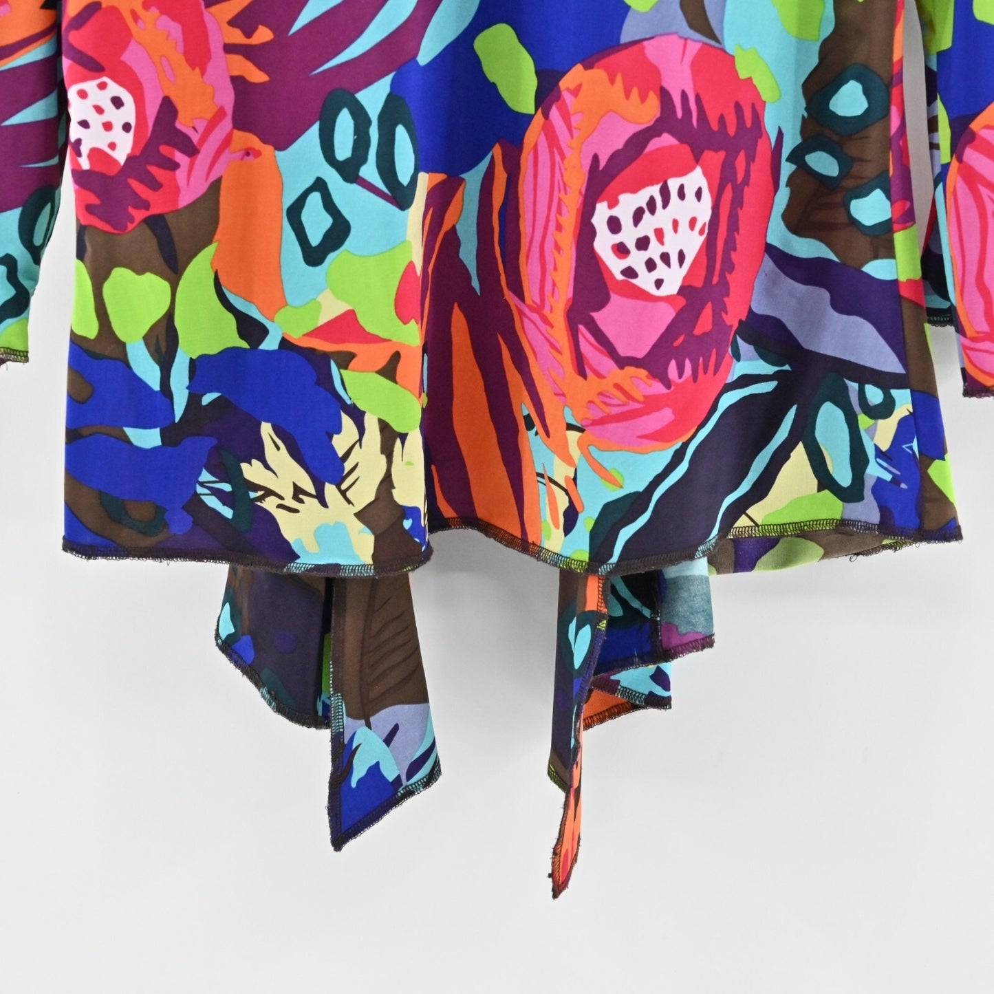 ALBERTO MAKALI Kimono Womens Size S Multicolor Floral Waterfall Open Front