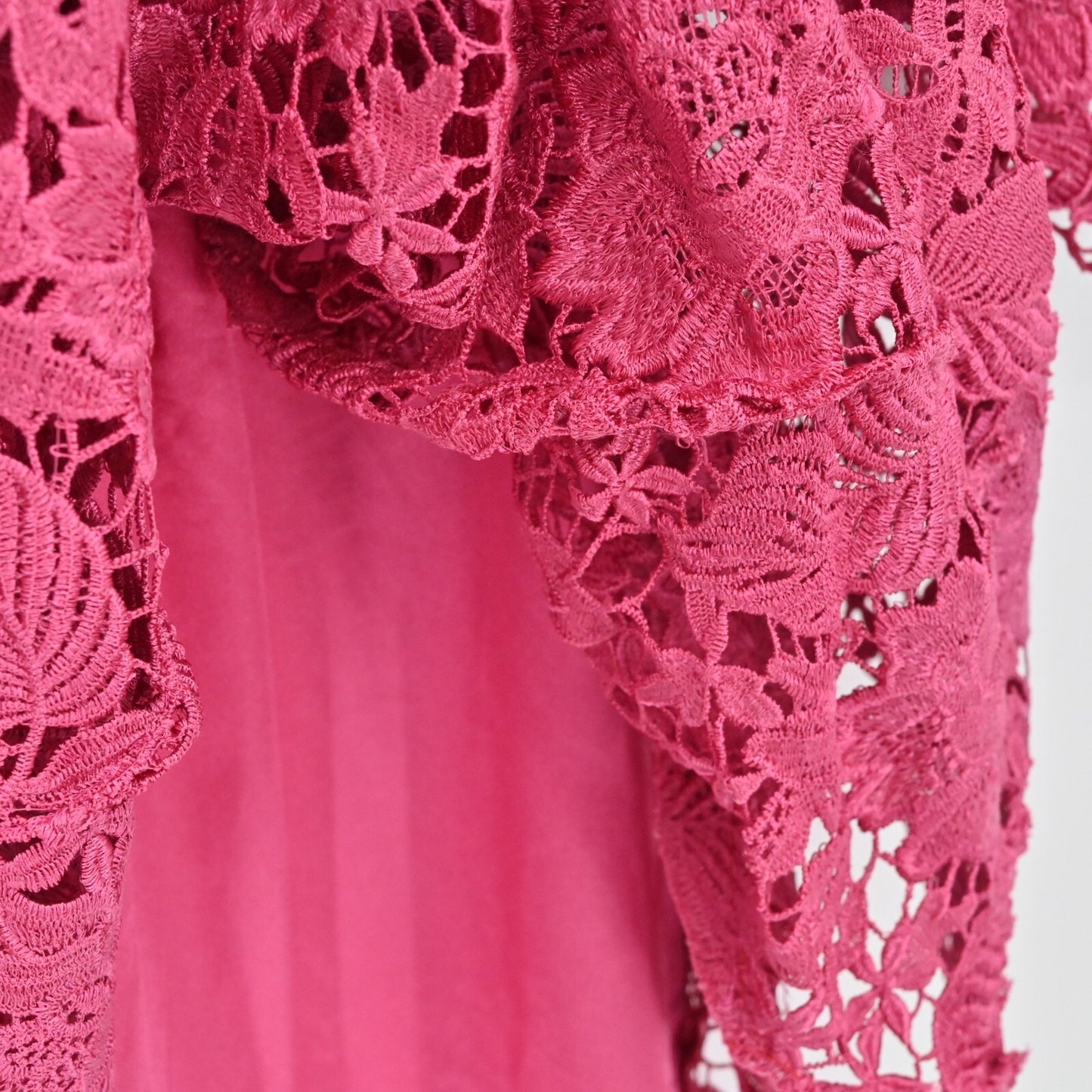 MIKAEL AGHAL Womens Pink Lace Dress Sz 4 Cut Out Coquette Crochet Cocktail Retro