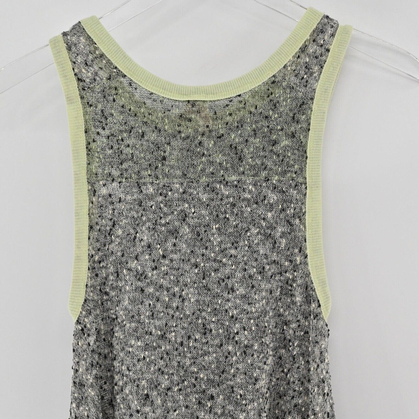 FREE PEOPLE Top Womens Sz XS Gray Green Bumble Bee Knees Tunic Tank WE THE FREE