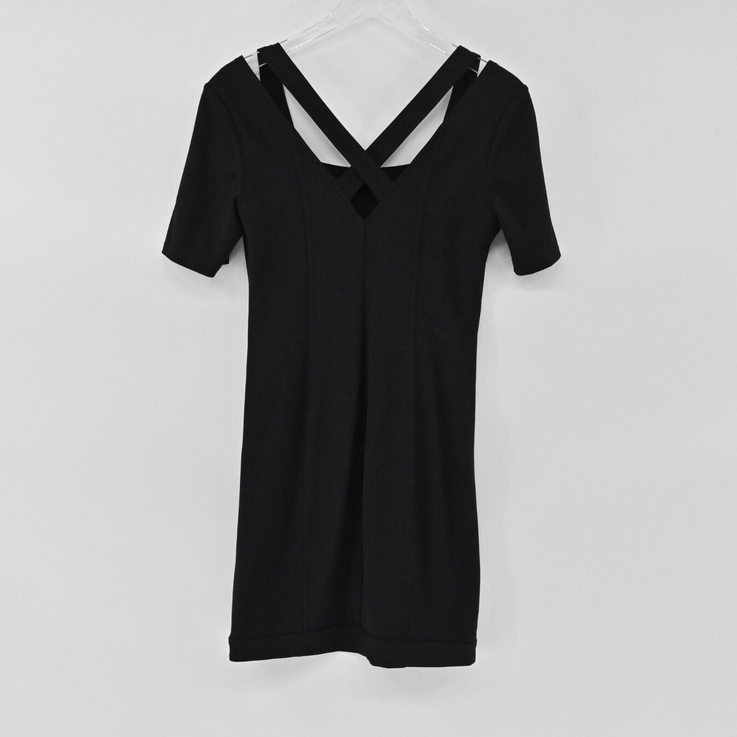 REISS Dress Womens Size M Black Starlet Strappy Cross Back Bodycon Short Sleeve