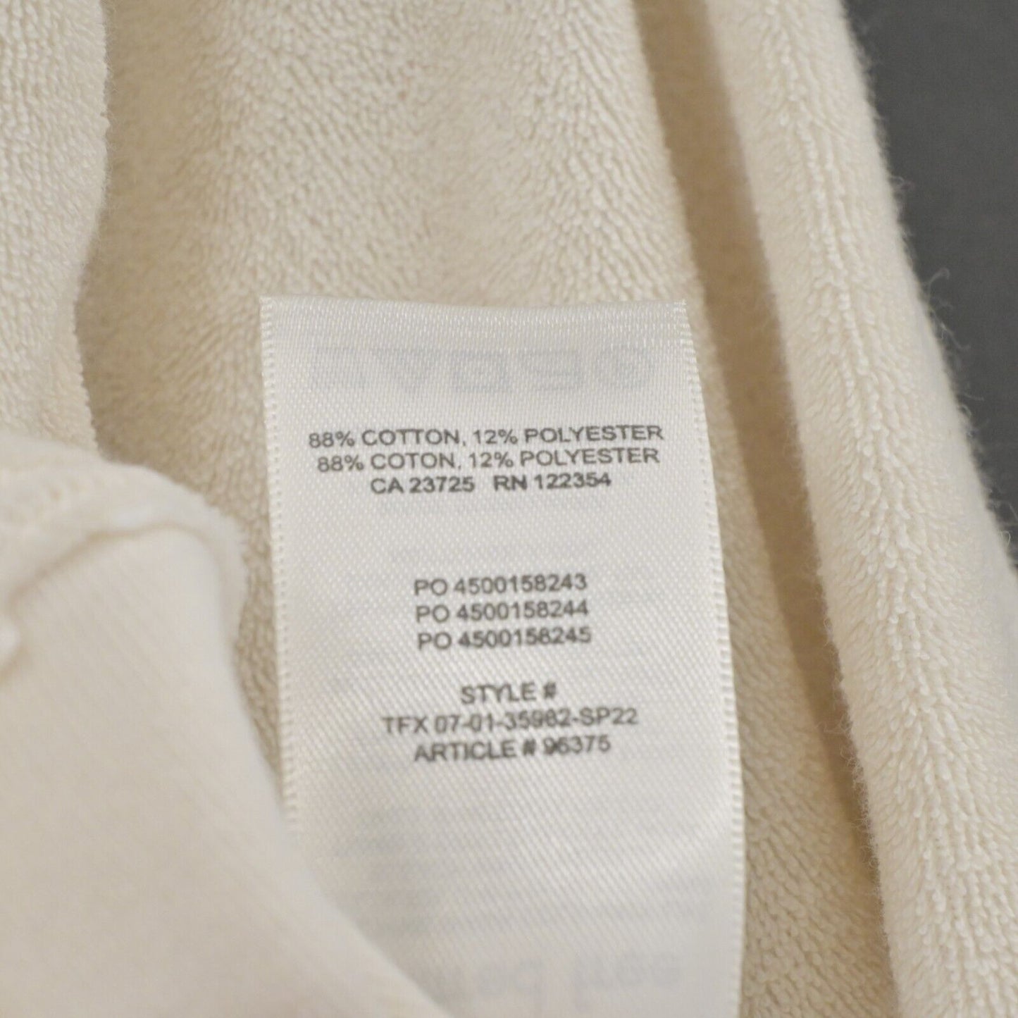ARITZIA Top Womens Sz M WILFRED FREE Beige Terry Cloth Crop Short Sleeve Shirt