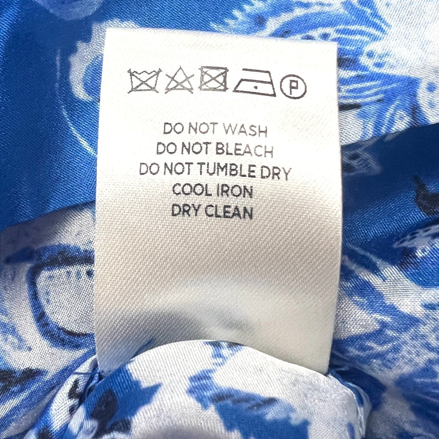 SOCAPRI Dress Sz 38 Blue Floral 100% Silk Dolman Sleeve Mini Geisha Deep V Neck