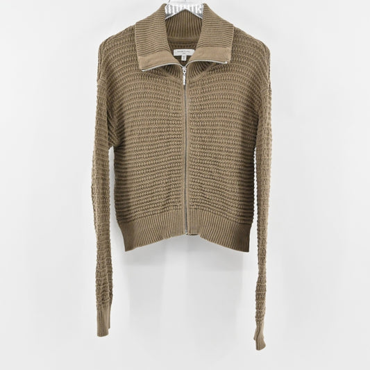 Habitual Zip Cardigan Womens Size XS Brown Sweater Ribbed Cotton Earthy Granola