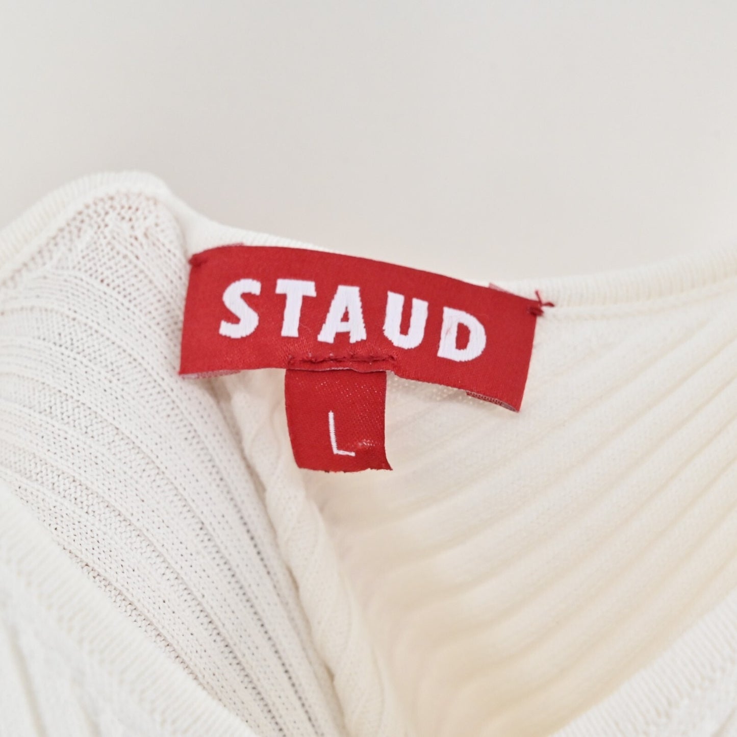 STAUD Dress Size L Dana Blue Colorblock Sleeveless VNeck Rib Knit Fitted Midi