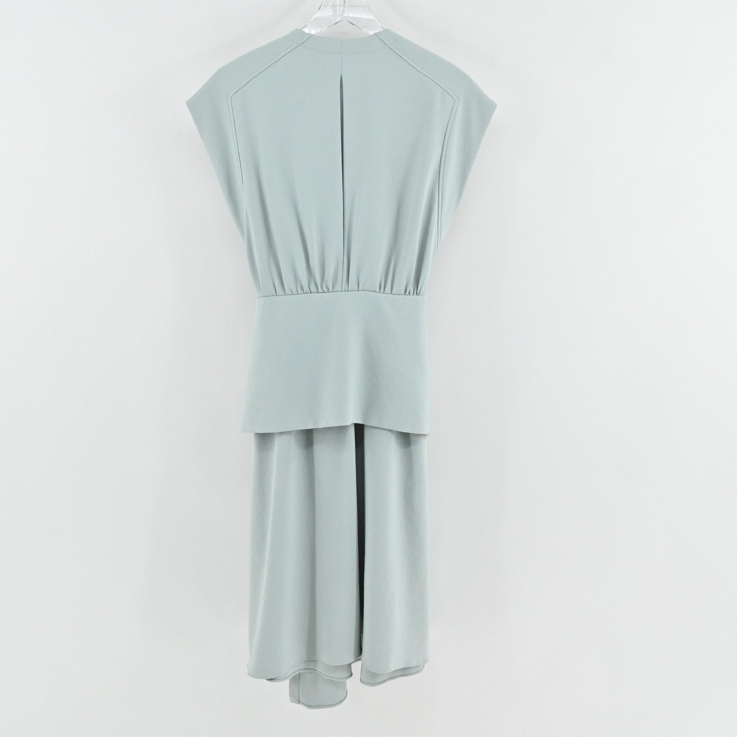 Tibi Chalky Drape Sleeveless Midi Wrap Dress Size 0 Ash Green Minimalist Modern