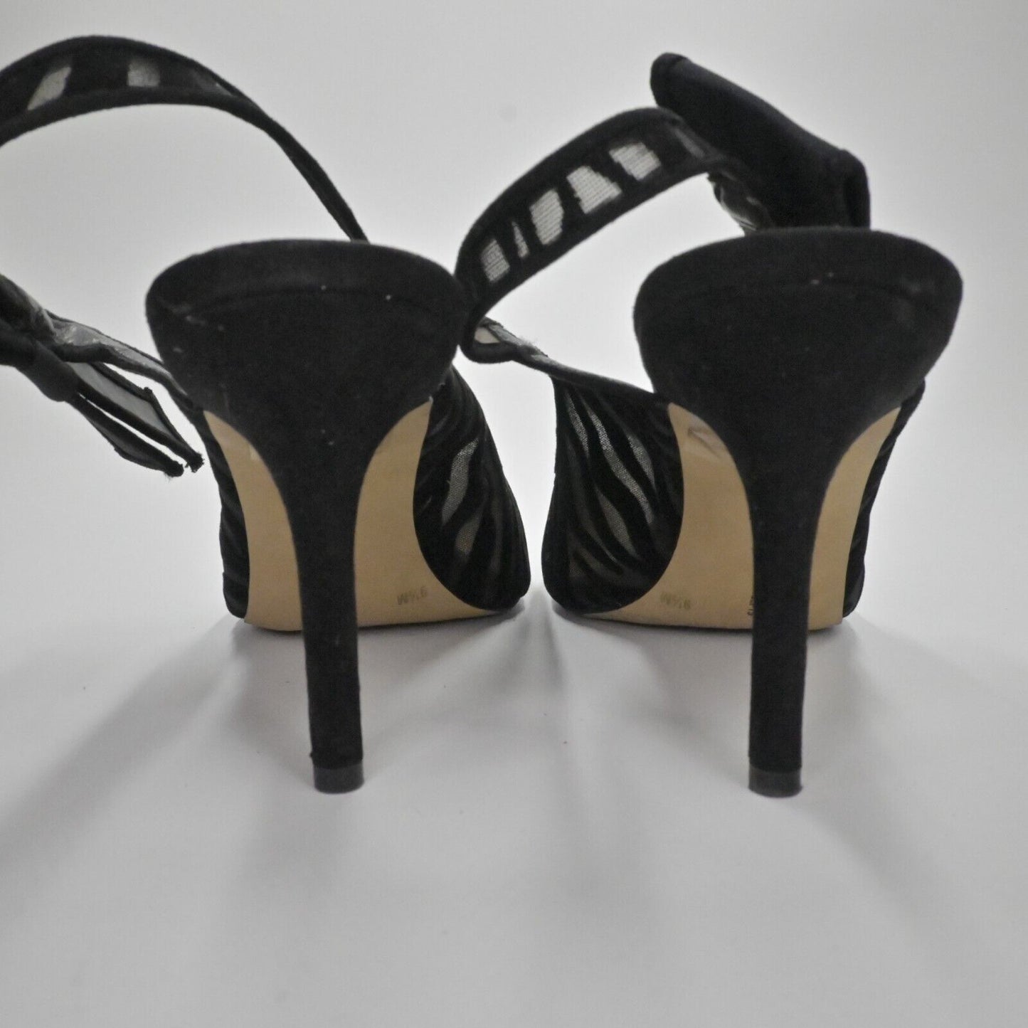 INC Slingback Heels Womens Size 9.5 Black Zebra Velvet Mesh Bow Coletta Stiletto