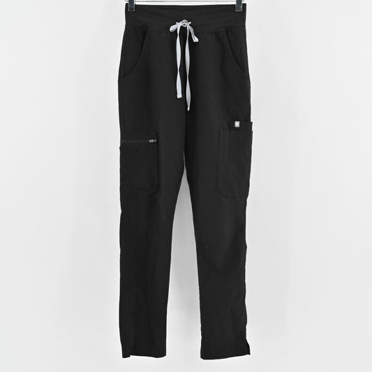 FIGS Womens Scrub Yola Pants Size XS Black High Waisted Skinny Zip Pocket Casual