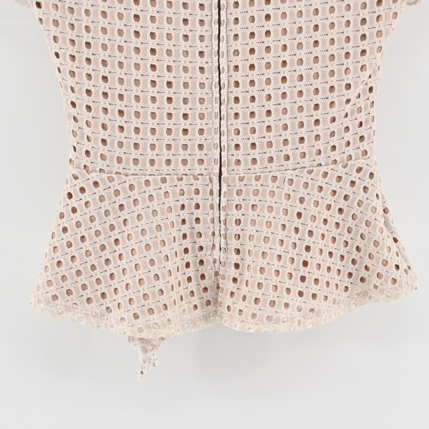 BCBGMaxazria Womens Kaleigh‎ Peplum Lace Eyelet Top Size XS Blouse Cream White