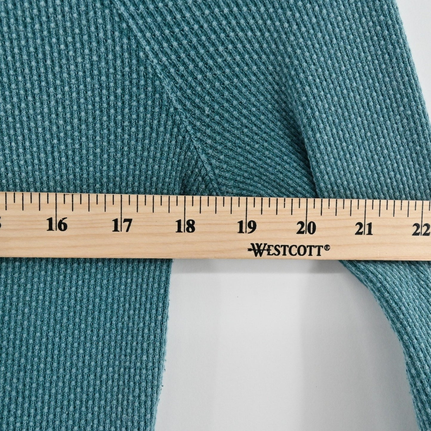 Free People Womens Apline Top Size XS Teal Thermal Waffle Knit Cuff Henley Boho