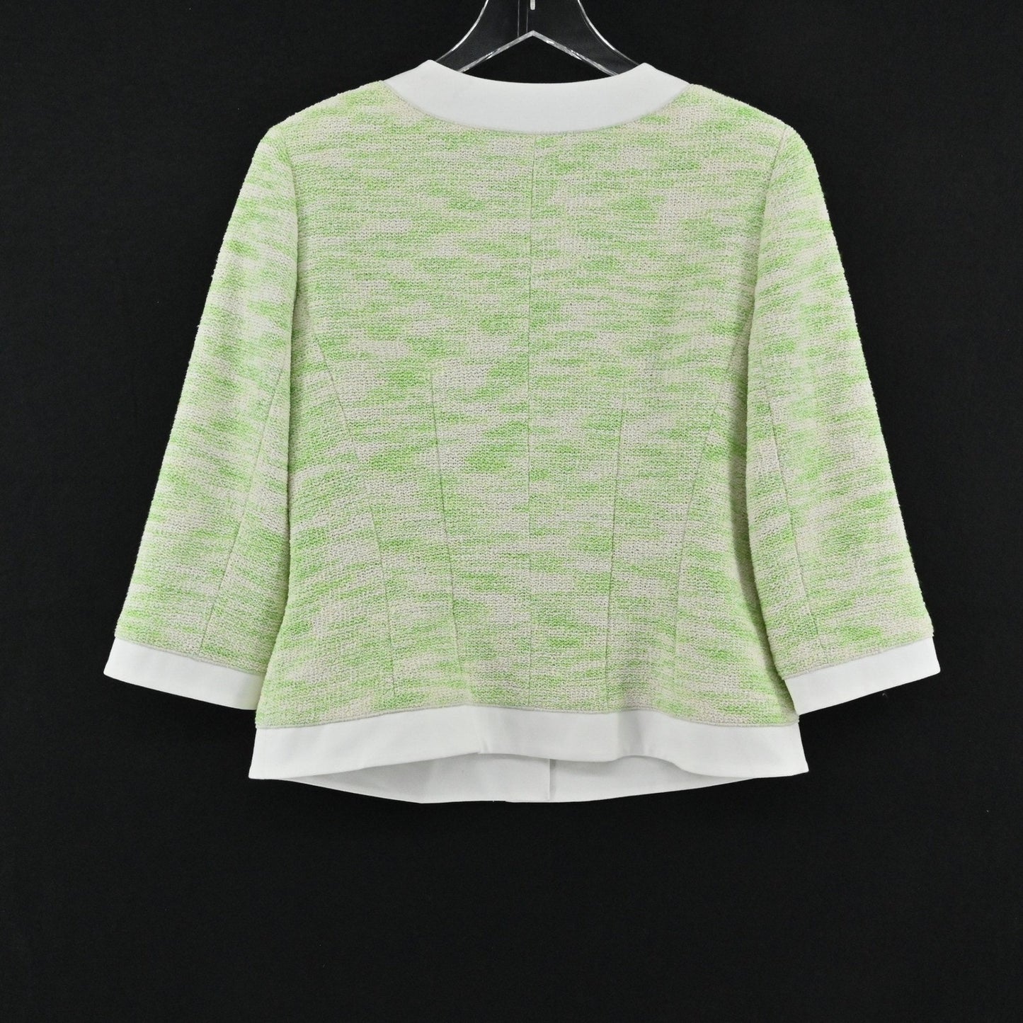 Lafayette 148 Womens Tweed Blazer Size 8 Green Luxury Textured Collarless Jacket