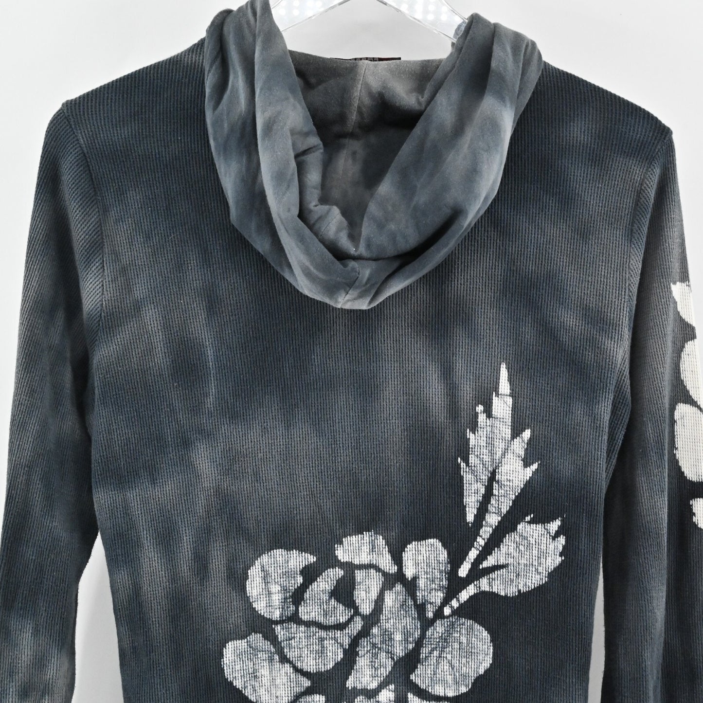 Vtg Y2k T PARTY Womens Jacket Size S Full Zip Hooded Tie Dye Flower Navy Casual