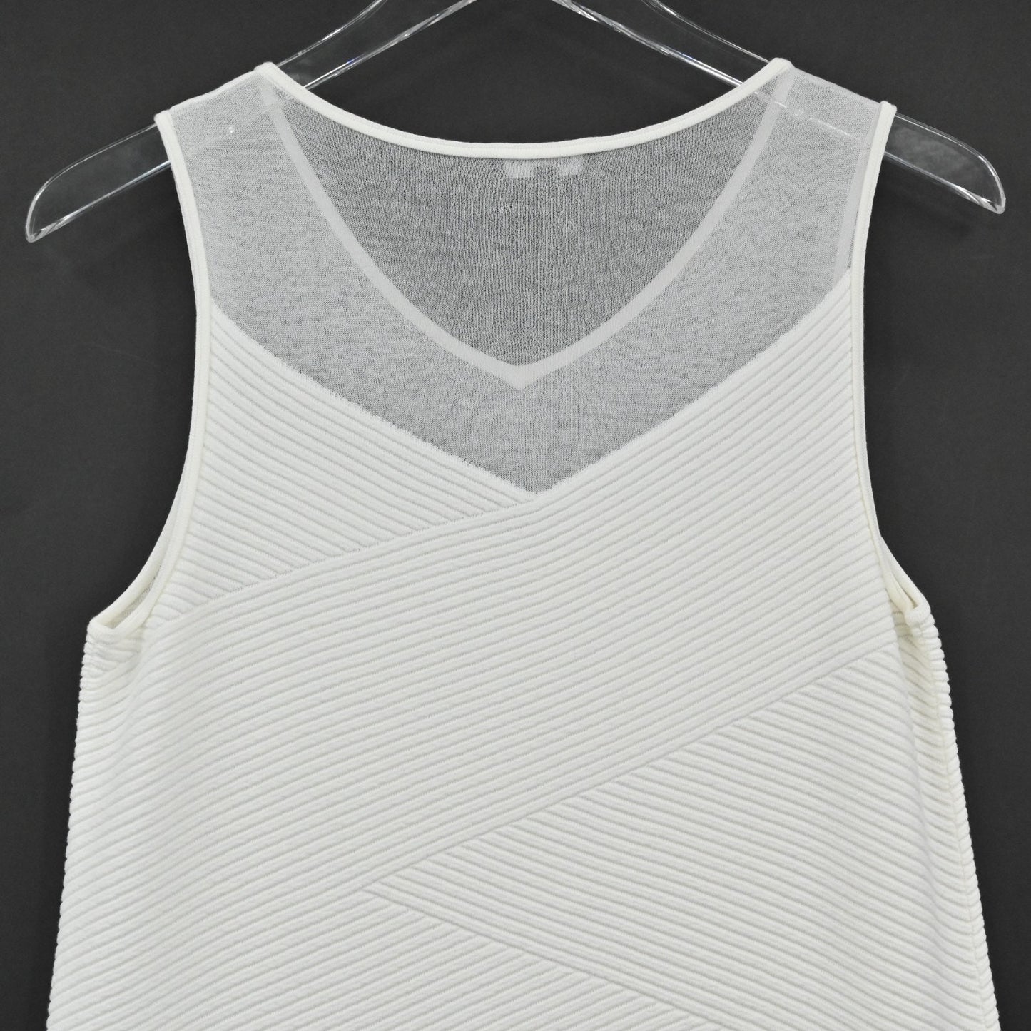 Lafayette 148 Womens White Ribbed Top Size S Structured Mesh Quiet Luxury Blouse