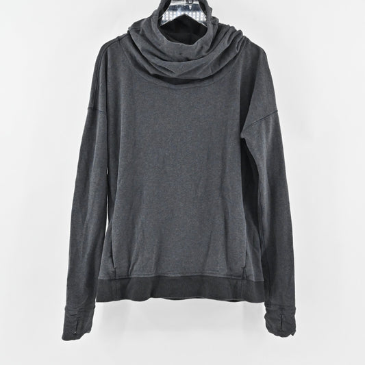 LULULEMON Womens Stress Less Sweatshirt Size 12 Funnel Neck Hoodie Dark Gray