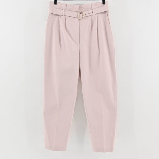 Ted Baker Womens Belted Tapered Pants Size M Light Pink High Rise Pleated Chino