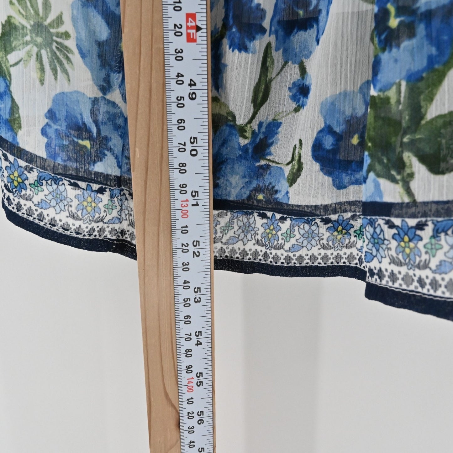 Moon River Ruffled Floral Print Maxi Dress Size L Blue Multi Sleeveless Cut Out