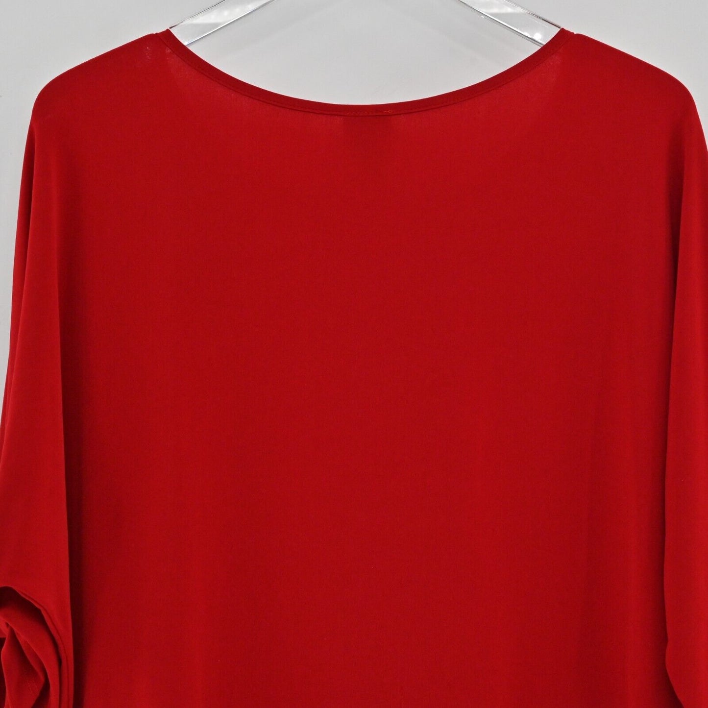 CLARA SUNWOO Dress Womens Size L Red Boat Neck Roll Tab Sleeve Asymmetric Shift