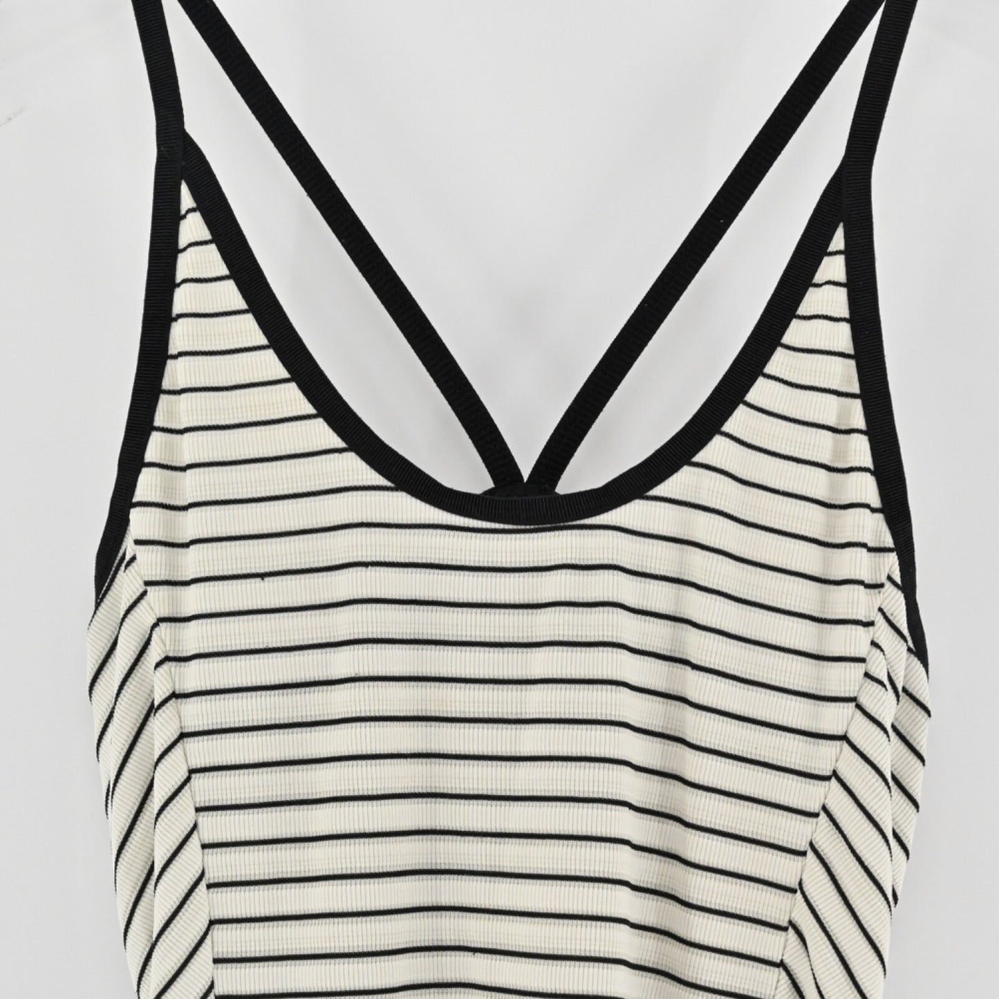 DEREK LAM 10C Womens Madison Ave Tank Top Size S ATHLETA White Black Stripe Gym