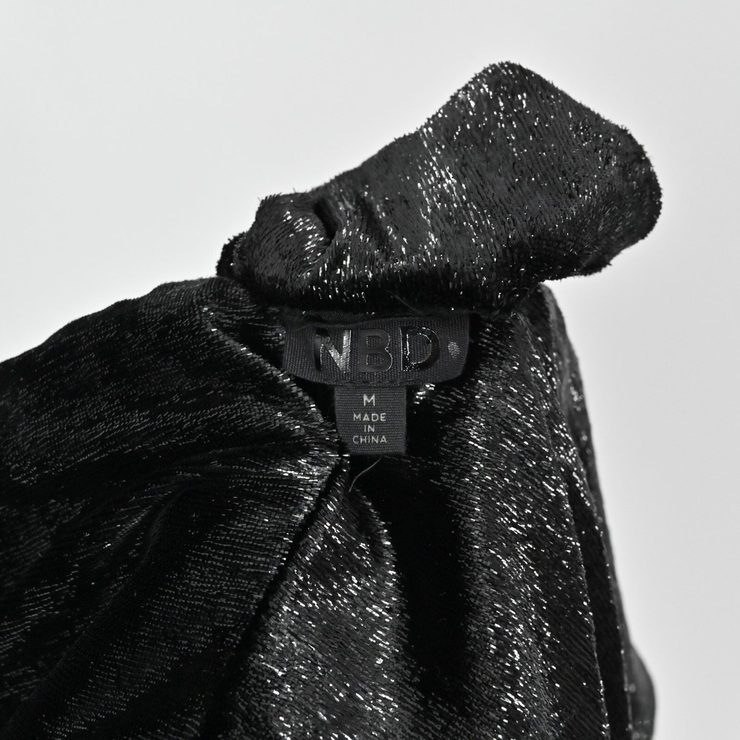 NBD Dress Size M Revolve Serenade Black Metallic Mini Ruffle Velvet Shimmer NEW