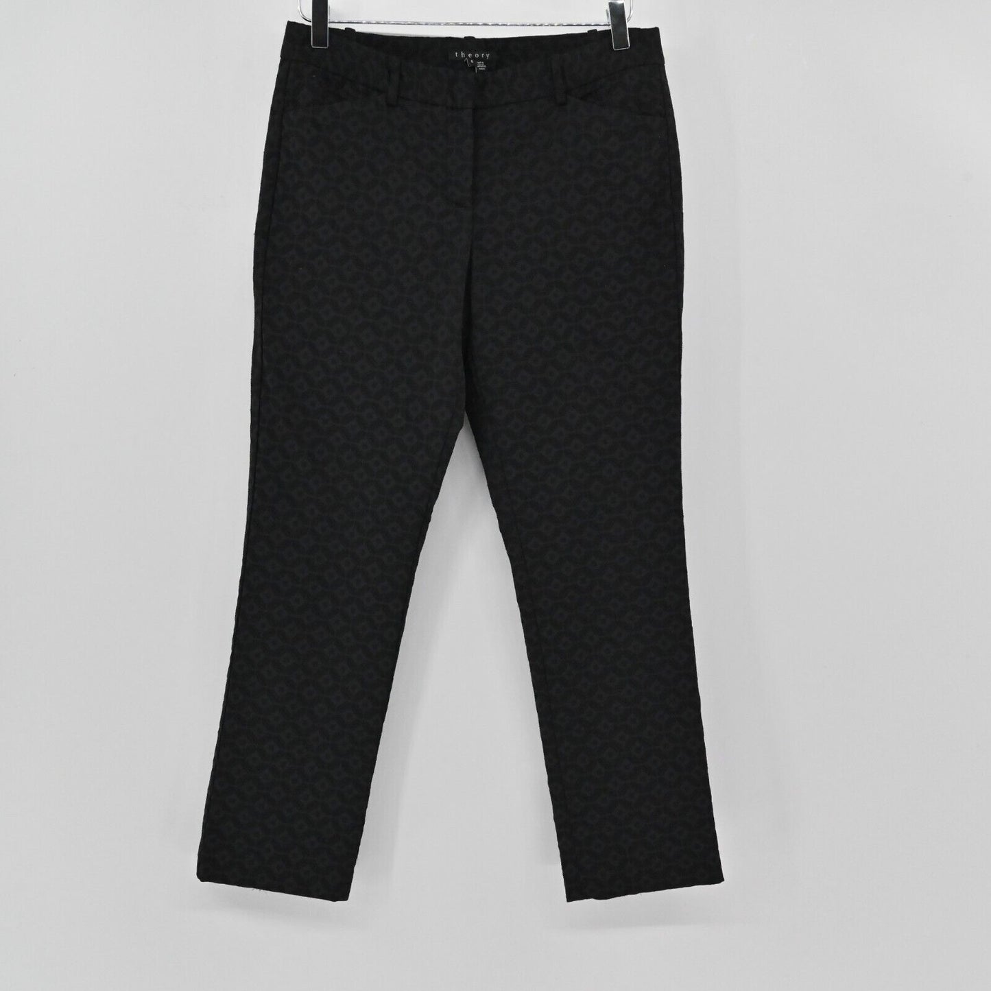 THEORY Pants Womens Sz 6 Izelle Charismatic Jacquard Dress Pants Black Straight