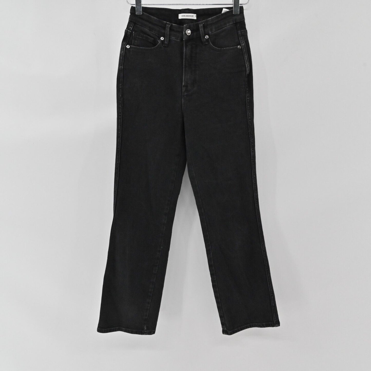 GOOD AMERICAN Jeans Womens Size 26 Good Curve Straight Leg Black Denim Classic