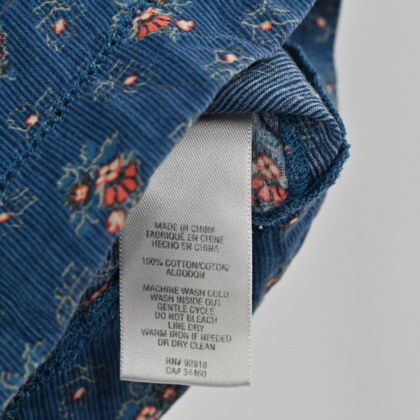 Vtg JUICY COUTURE Top Womens Size 6 Blue Floral Cotton Long Sleeve Button Up 00s