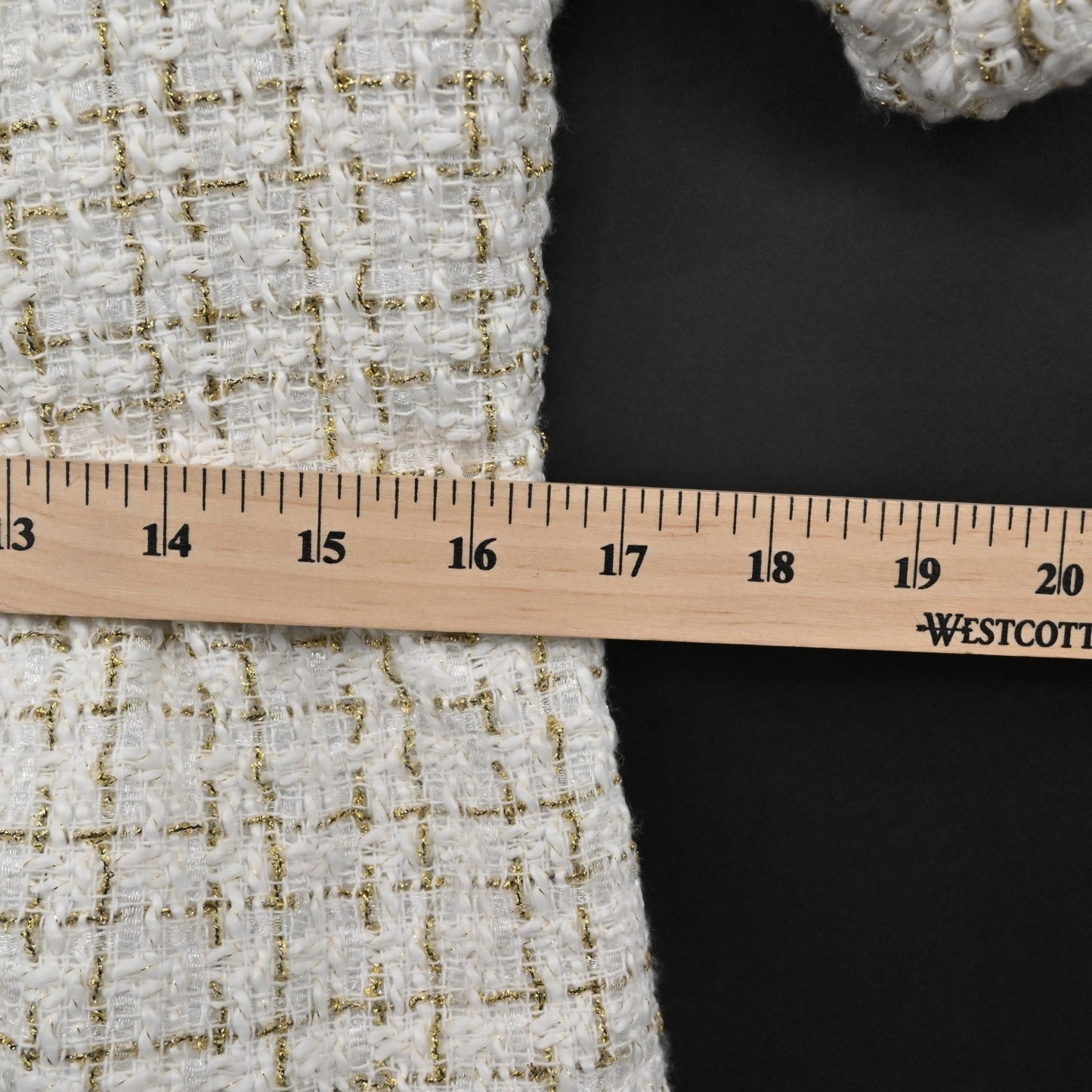 Simply Southern Tweed Puff Sleeve Dress Size M Square Neck Tiered Ivory Gold NEW