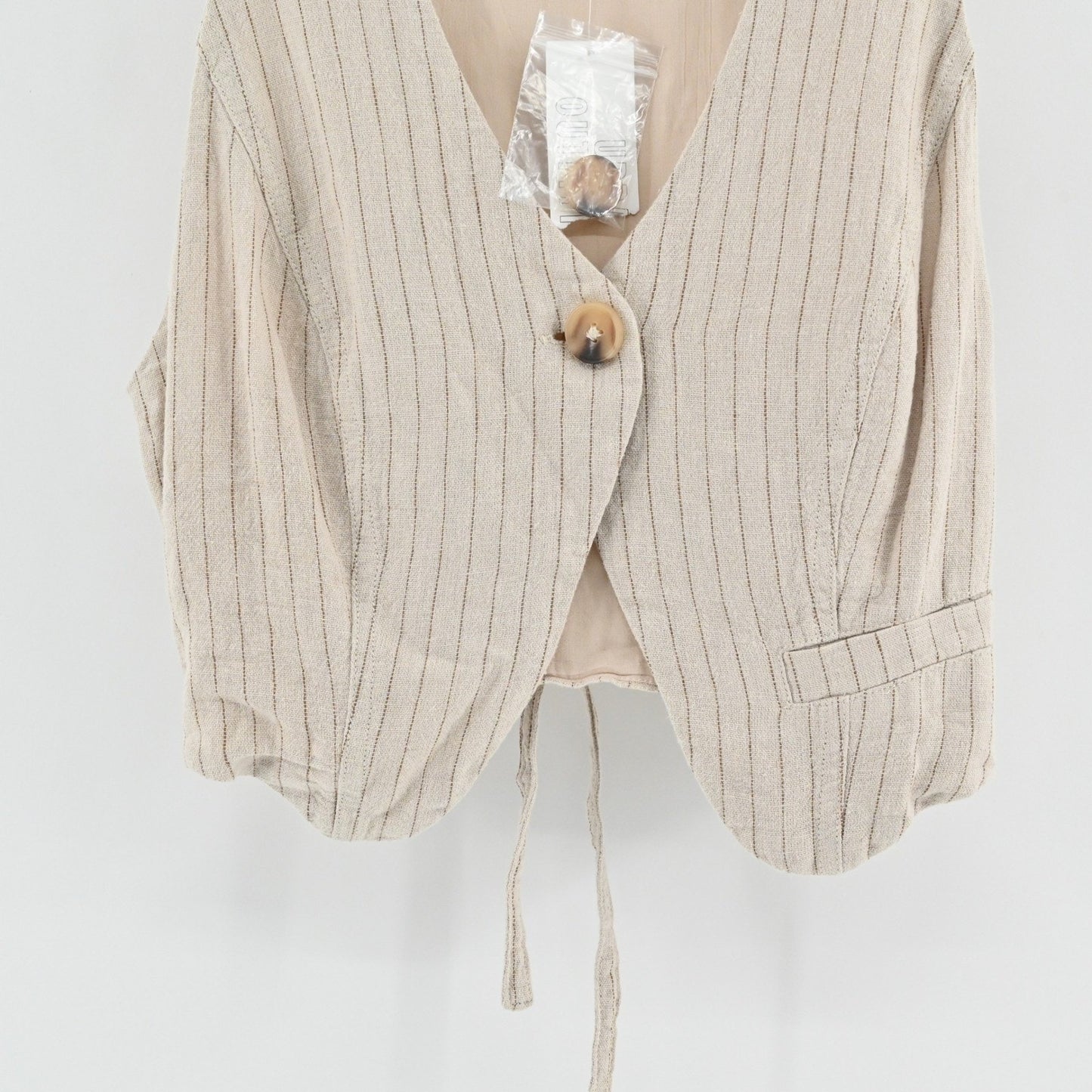Urban Outfitters Womens Vest Top Size S Pinstripe Academia Preppy Linen Button