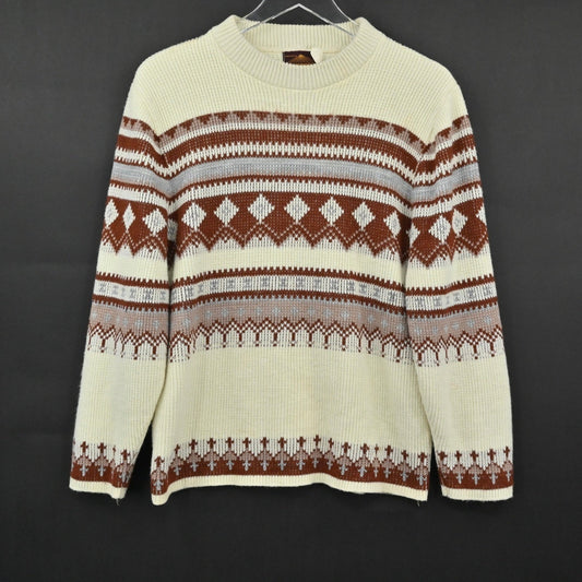 Vtg 60s 70s Womens Fair Isle Sweater Size M Heritage Nordic Ski Lodge Fisherman