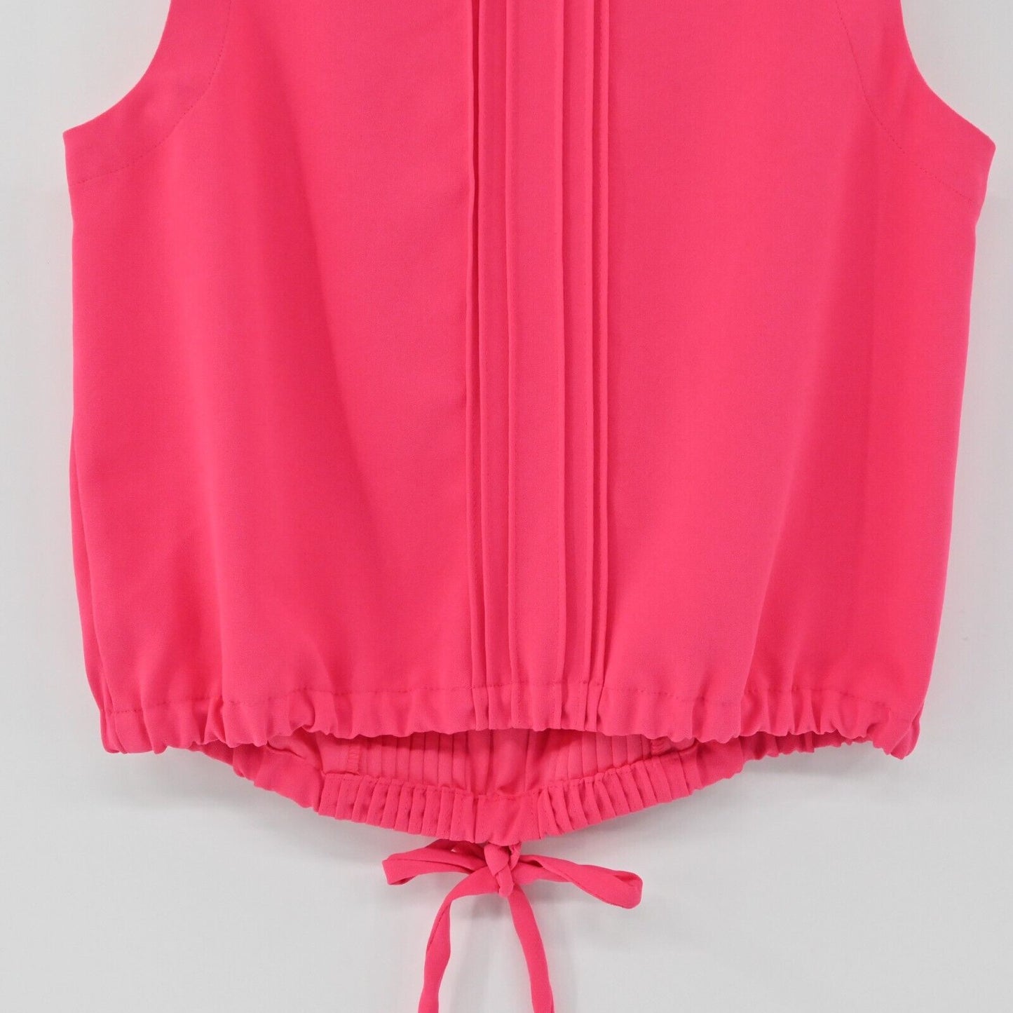 TRINA TURK Top Womens Size S Pleated Sleeveless Hot Pink Tie Front Tank Solid